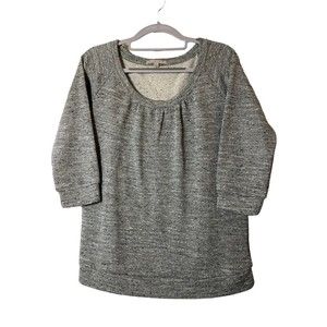 GAP Womens‎ Size S 3/4 Sleeve Raglan Shirred Terry Sweater Dark Gray